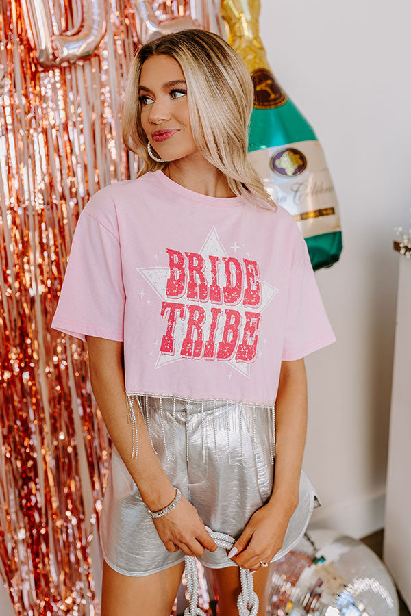 Ultimate Bride Tribe Rhinestone Tassel Top - Pink Edition