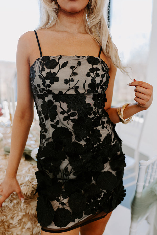 Ultimate Floral Moment Embroidered Mini Dress - Black