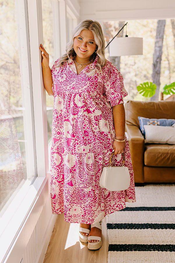 Premium St. Cloud Paisley Midi Dress in Berry Curves - Ultimate Brunch Style