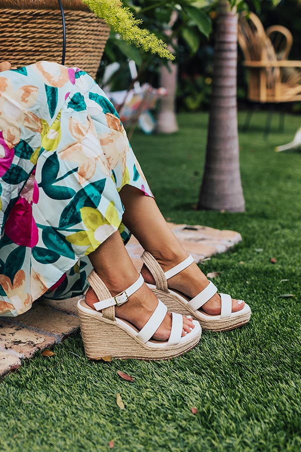 Premium Alana Faux Leather Wedge - Ultimate White Espadrille