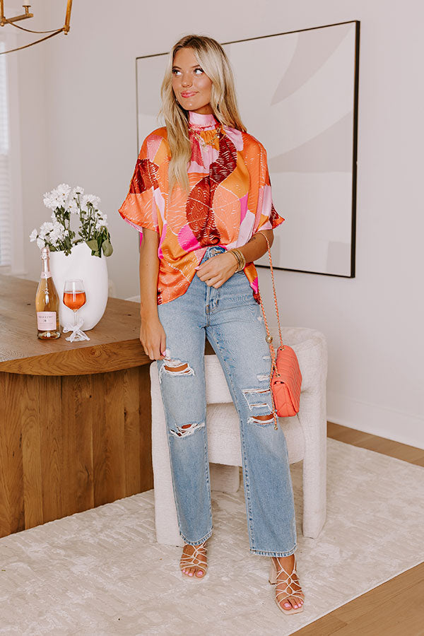 Premium Venice Date Night Shift Top in Vibrant Orange