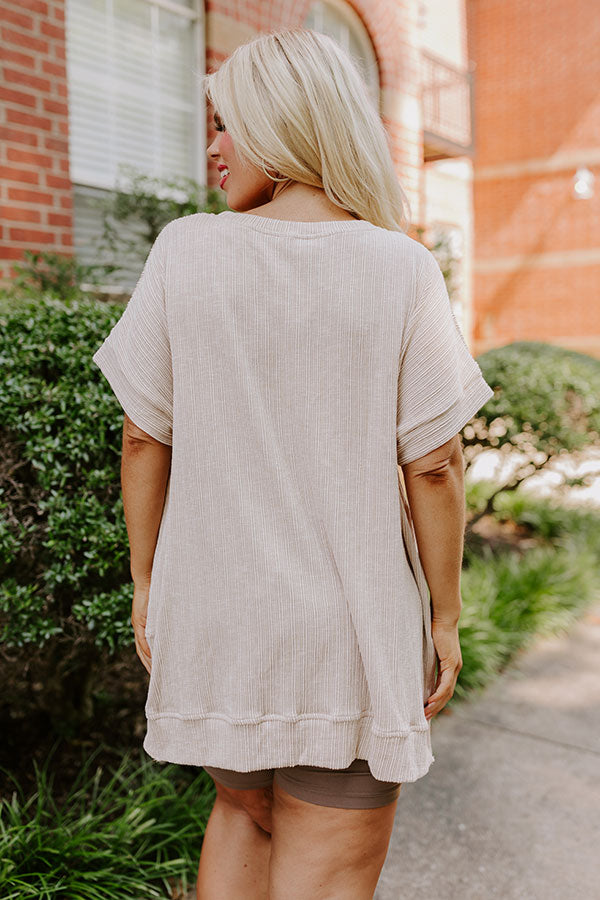 Premium Ribbed Curves Top in Oatmeal - Ultimate Casual-Chic Style