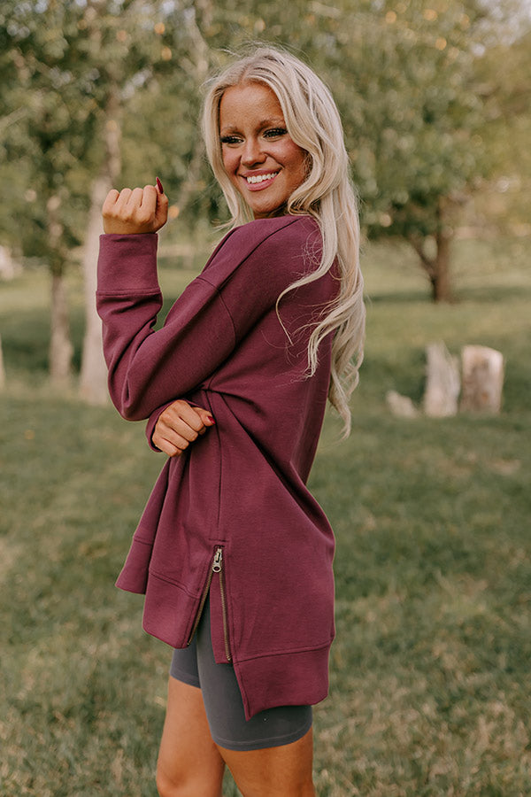 Premium Central Park Stroll Oversized Sweatshirt in Maroon - Ultimate Comfort & Style