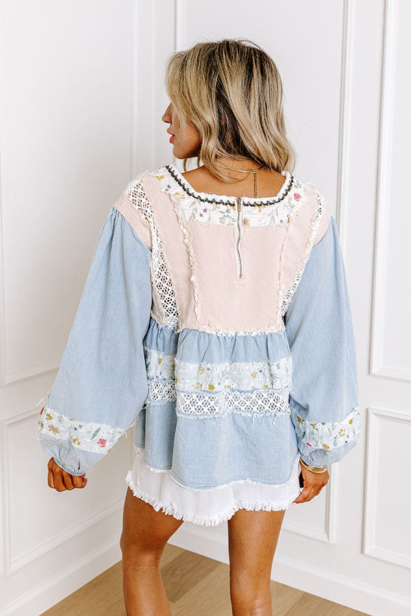 Premium Boho Chic Chambray Babydoll Top