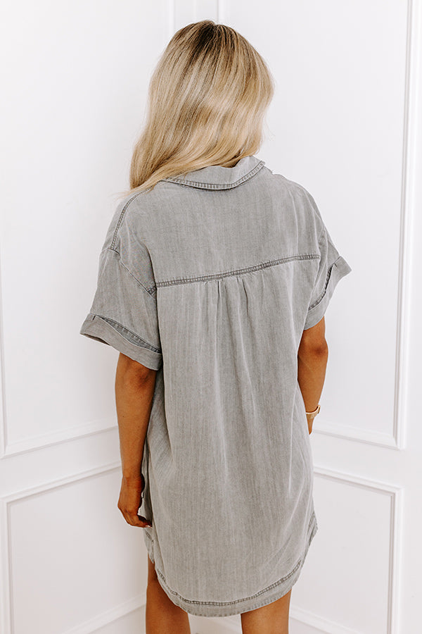 Premium Chambray Mini Dress - Ultimate Lake Life Style in Grey