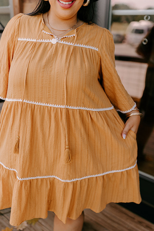 Ultimate Mustard Curves Tiered Mini Dress