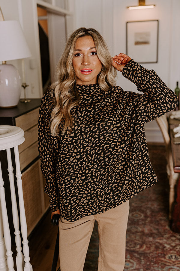 Premium Leopard Print Knit Sweater Top