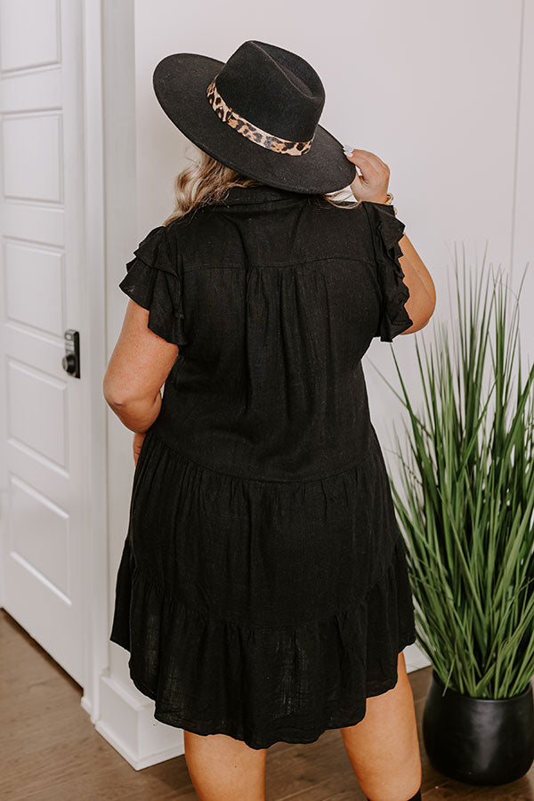 Ultimate Linen-Blend Babydoll Dress - Black Curves