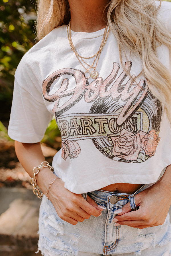 Ultimate Dolly Parton Vintage Rose Record Crop Tee