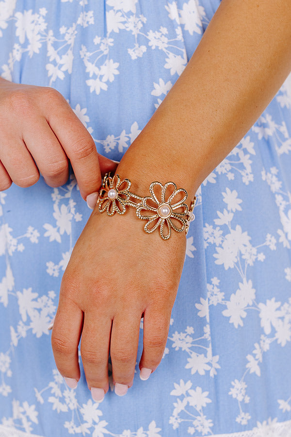 Premium Garden Party Cuff Bracelet - Floral Elegance