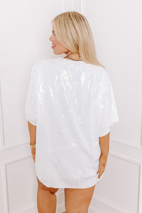 Ultimate Gameday Sequin Tunic - White Curves