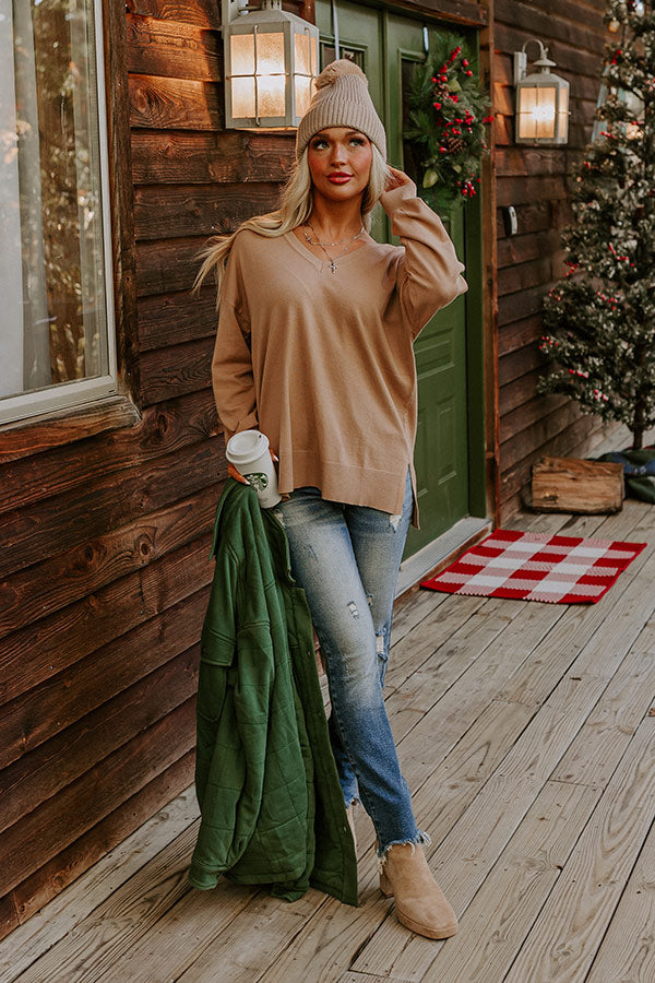 Ultimate Cozy V-Neck Sweater in Iced Mocha