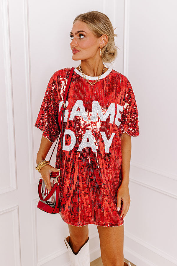 Ultimate Gameday Sequin Tunic - Red