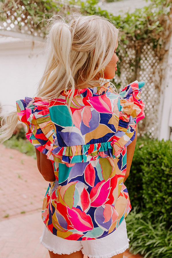 Premium Tropical Ruffle Top - Ultimate Vacay Style