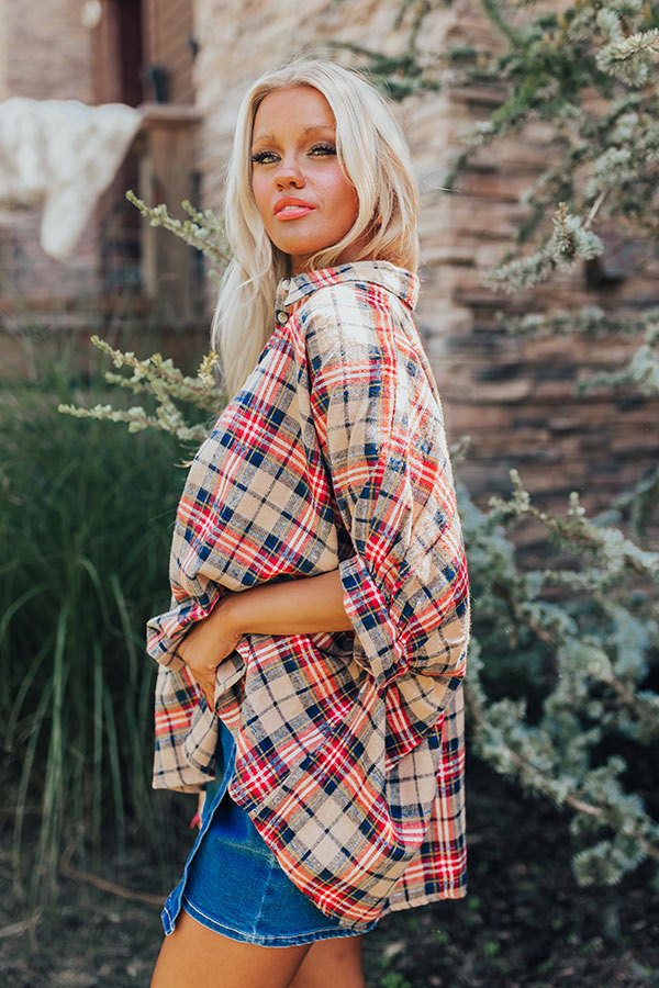 Ultimate Plaid Button-Up Shirt in Iced Latte