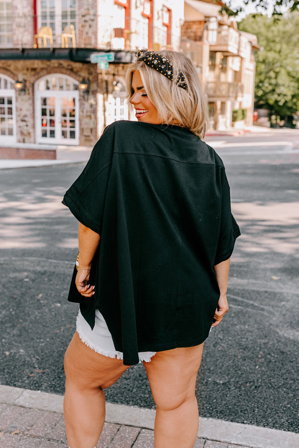 Ultimate Football Glam Sequin Oversized Tee - Black Curves Edition