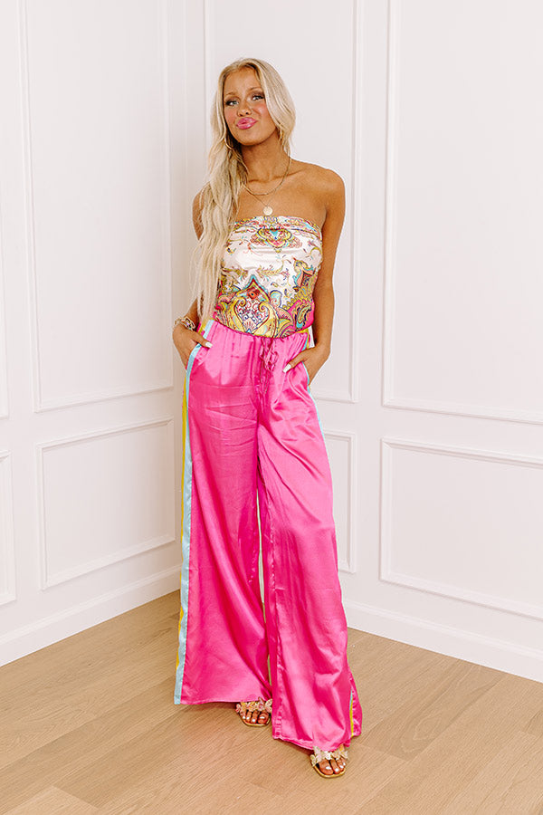 Premium Glamour Girl High Waist Satin Wide Leg Pants - Ultimate Style Upgrade