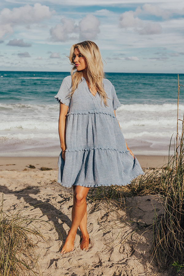 Premium Summer Mimosa Babydoll Dress in Airy Blue - Ultimate Beach Style