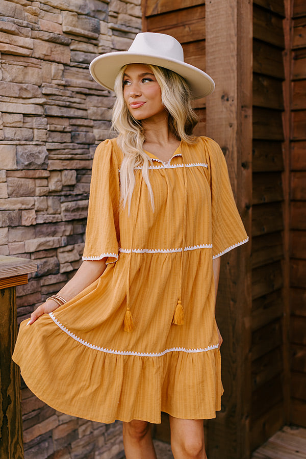 Ultimate Mustard Tiered Mini Dress - Simply Lovely