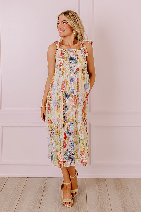 Ultimate Whimsical Wildflowers Smocked Midi Dress