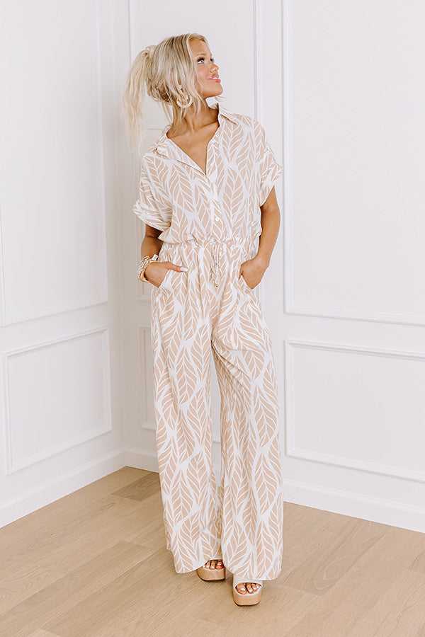 Premium Vacation Jumpsuit in Iced Latte - Effortless Style & Comfort