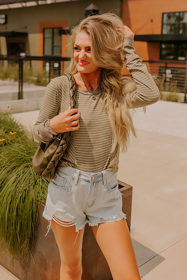 Premium Sage Stripe Ribbed Top - Ultimate Casual Chic