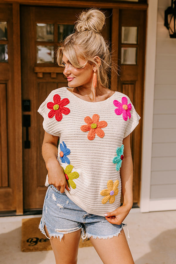 Premium Bloom Embroidered Knit Top