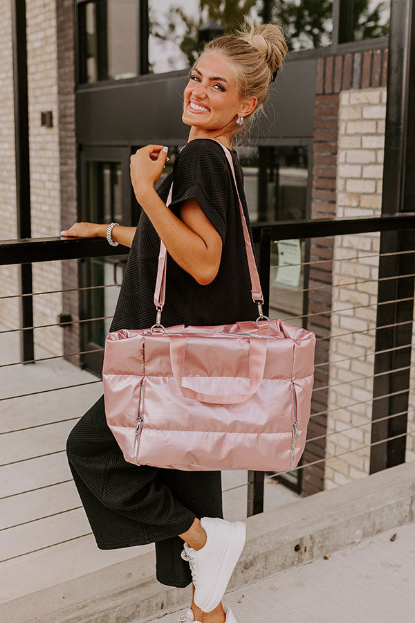 Premium Weekend Getaway Puffer Tote - Stylish Pink Edition