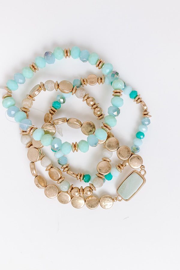 Premium Mint Stretch Bracelet Set - Ultimate Everyday Elegance