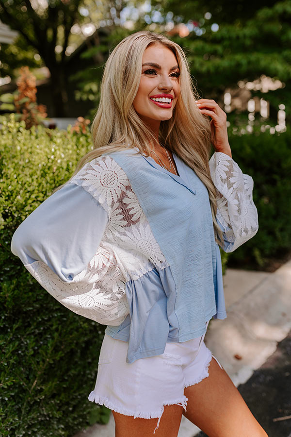 Premium Tucson Market Knit Top – Sky Blue Elegance