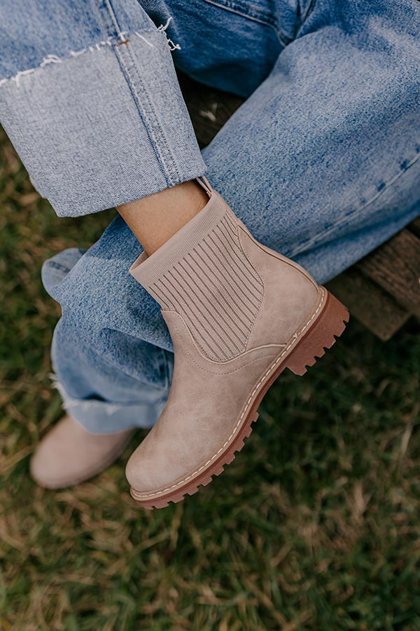 Premium Cabin Fever Faux Leather Bootie in Warm Taupe - Ultimate Comfort & Style