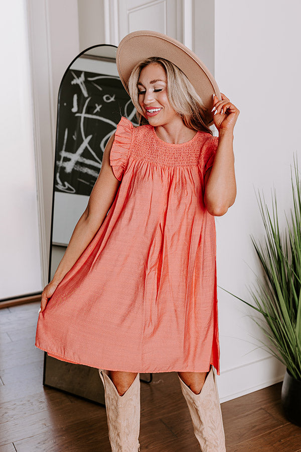 Premium Saltwater Sunrise Shift Dress - Peach Elegance