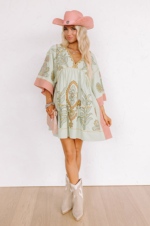 Ultimate Mint Embroidered Babydoll Dress - Sweet Duet Collection