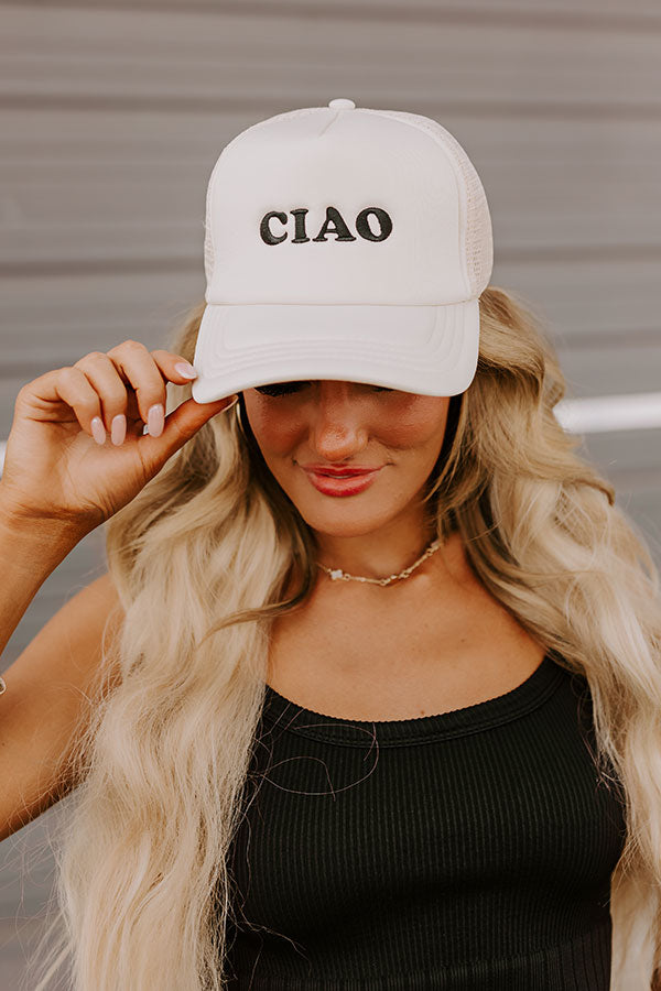 Premium Ciao Embroidered Trucker Hat - French Vanilla | Stylish & Breathable