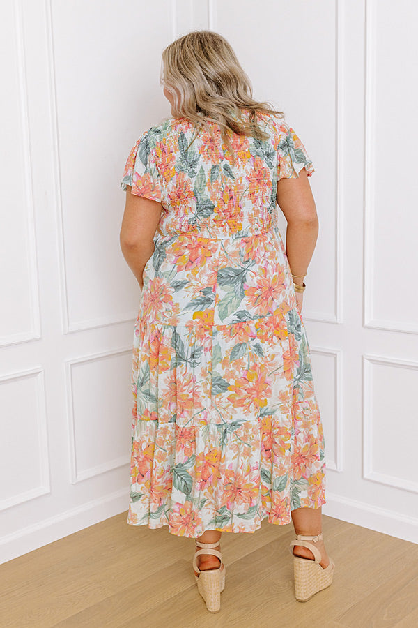 Ultimate Sunny Sangria Floral Midi Dress - Mint Curves