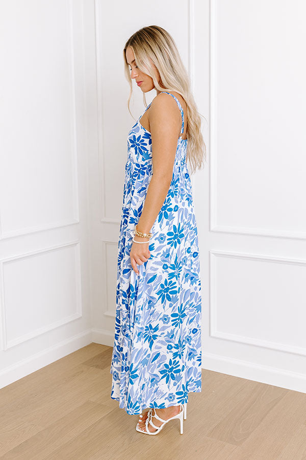 Ultimate Tranquil Time Floral Midi Dress - Blue