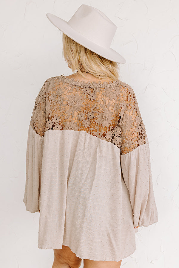 Ultimate Grand Adventure Crochet Top - Premium Taupe Curves