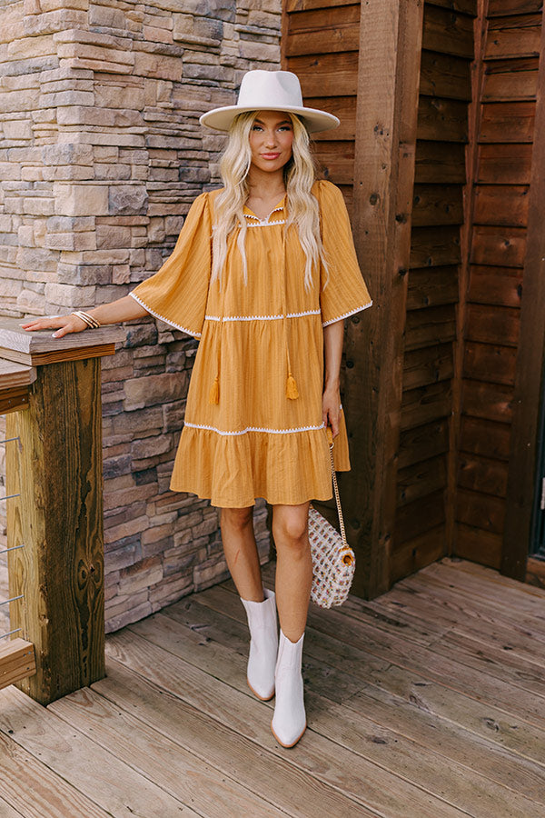 Ultimate Mustard Tiered Mini Dress - Simply Lovely