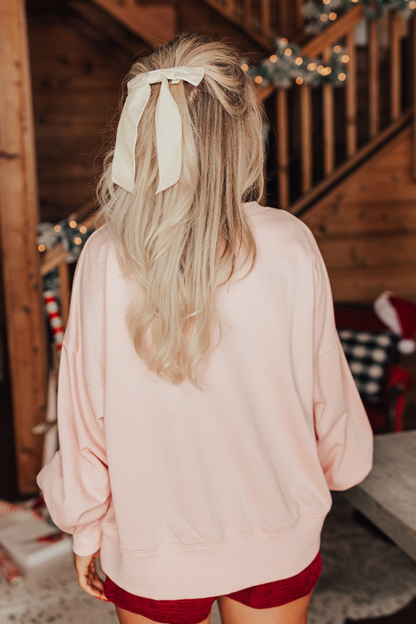 Premium Santa Sequin Sweatshirt - Festive Pink