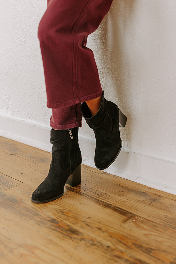 Ultimate Comfort Faux Suede Bootie in Black - Premium Style