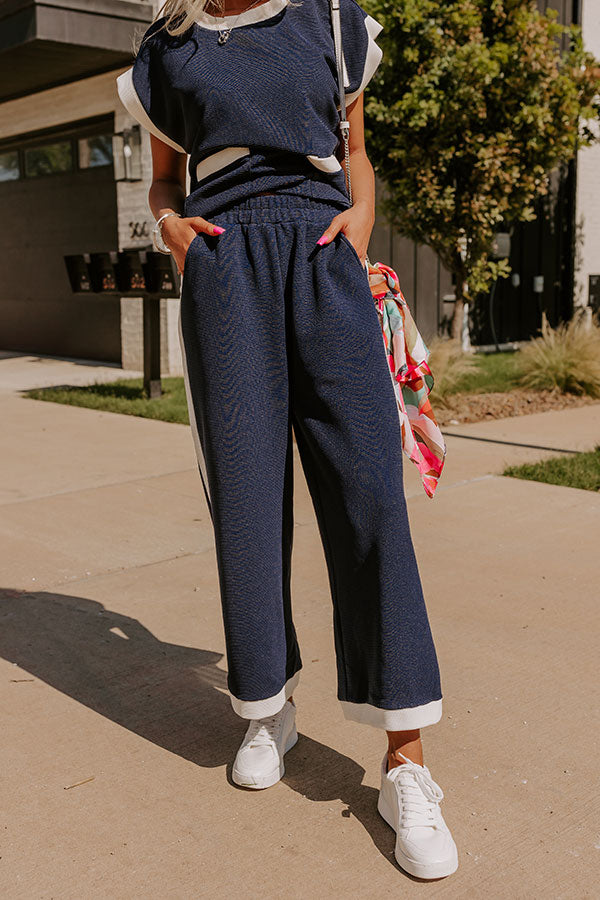 Premium Modern Metropolis High Waist Wide Leg Pants - Navy