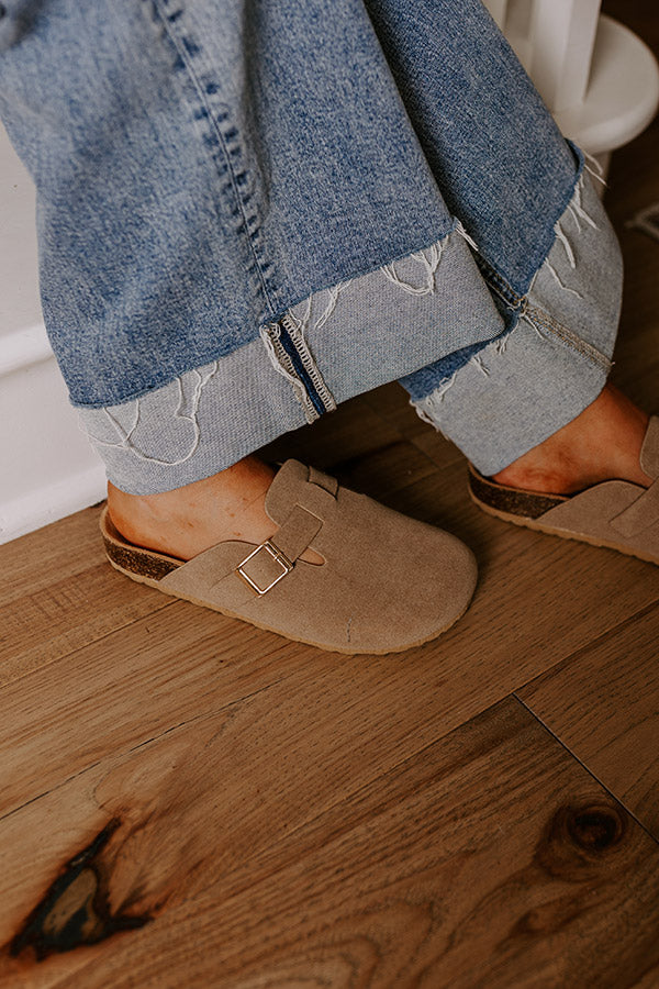 Premium Willow Faux Suede Clogs in Warm Taupe - Ultimate Comfort & Style