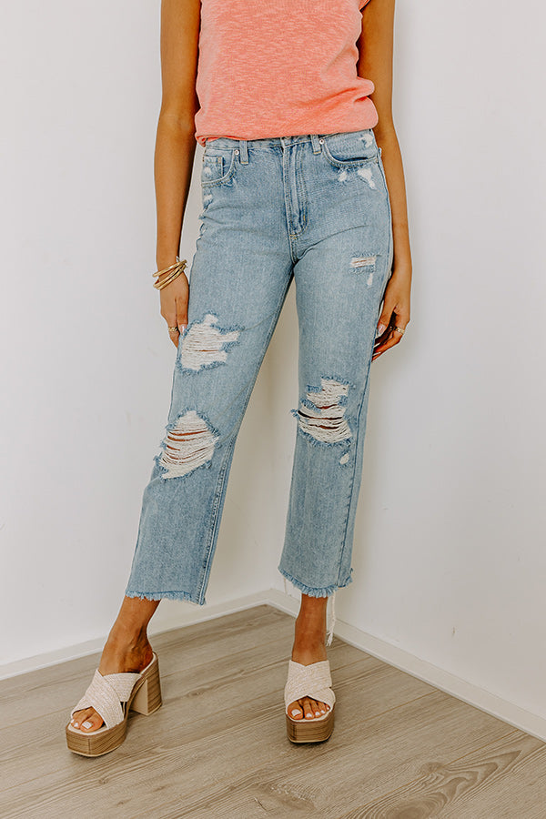 Just USA Premium Kai High Waist Distressed Straight Leg Jean - Ultimate Edgy Style