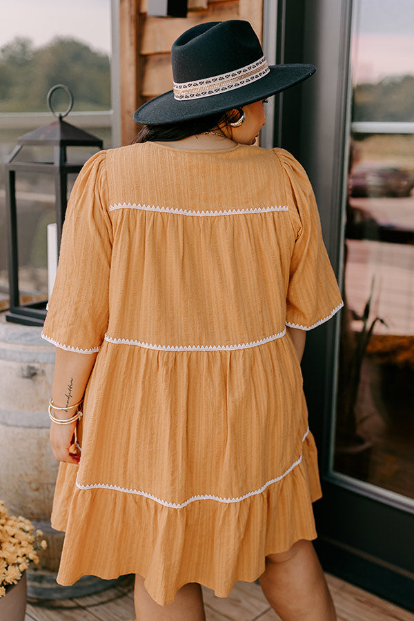 Ultimate Mustard Curves Tiered Mini Dress