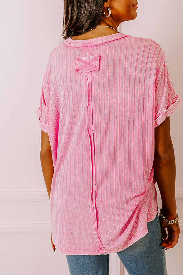 Ultimate Mineral Wash Ribbed Shift Top - Soft Pink