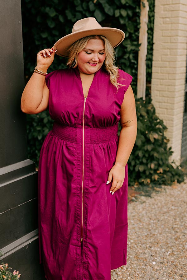 Premium Wine Curves Midi Dress - Ultimate Chic Ensemble