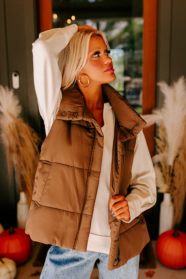 Premium Creekside Cabin Puffer Vest - Ultimate Warmth in Chocolate