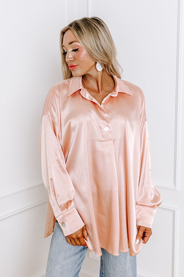 Premium Peach Satin Shift Top - Ultimate Office Elegance