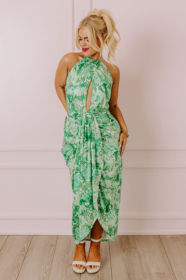 Premium Green Curves Midi Dress - Ultimate Margarita Night Essential