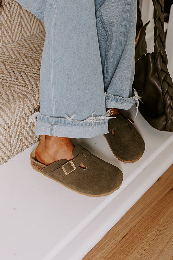 Premium Olive Willow Faux Suede Clogs - Ultimate Comfort & Style